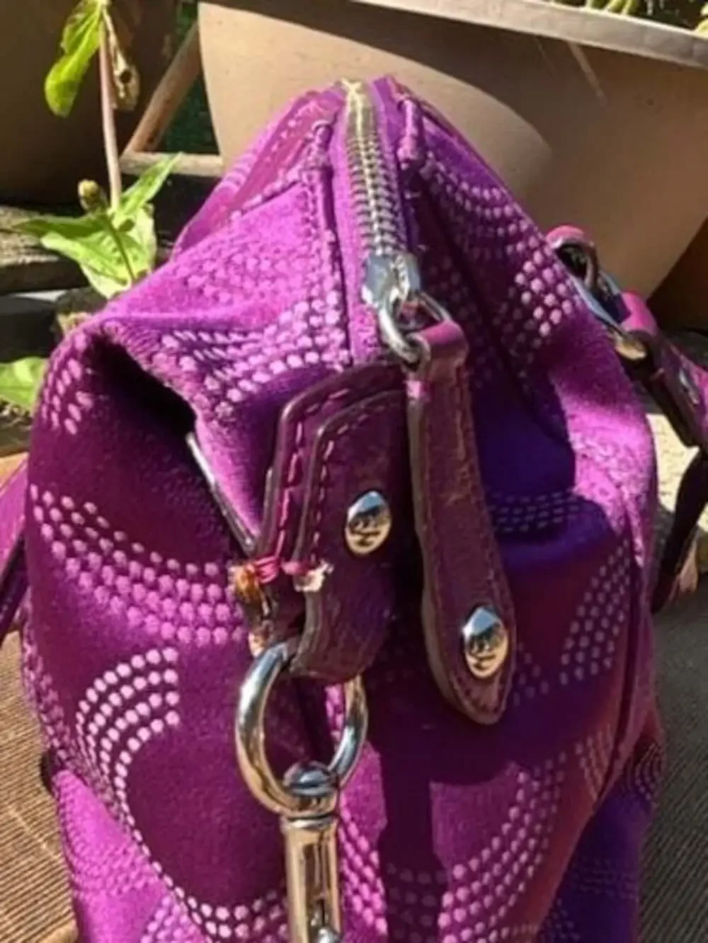 Coach Dotted Op Art Ashley Purple Berry Satchel F20027
